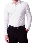White dress shirt with black pants on a white background