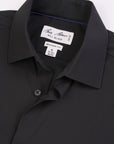 Black dress shirt with Bill Blass label on a white background