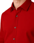 Red shirt with buttons on a white background