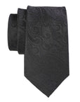 Black paisley patterned tie on a white background