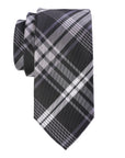 Black and gray plaid tie on a white background