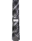 Plaid tie with 'Bill Blass' label on a white background