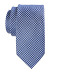 Blue patterned tie on a white background
