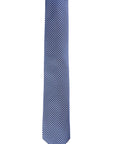 Blue patterned tie on a white background
