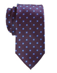 Purple tie with blue square pattern on a white background