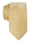 Yellow tie with blue stripes on a white background