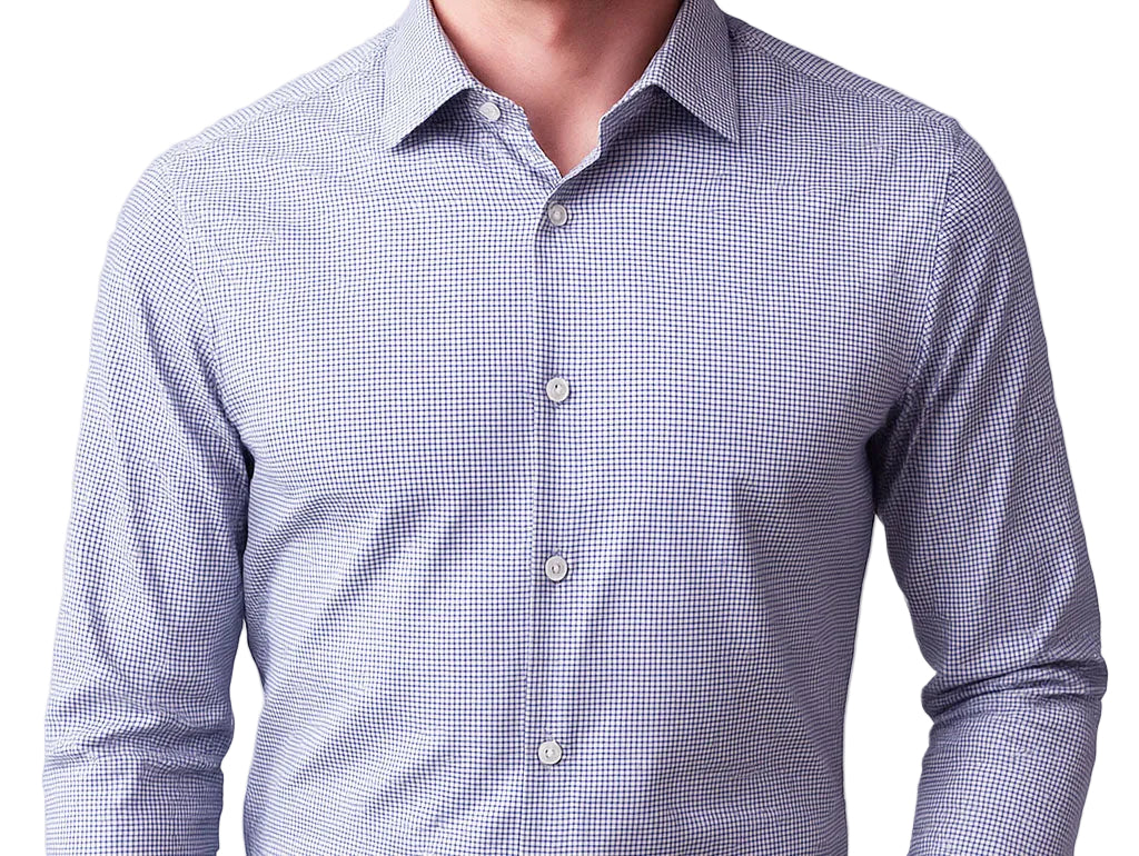 Close-up of a checkered shirt with a white background