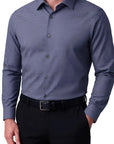 Blue checkered dress shirt worn by a person on a white background