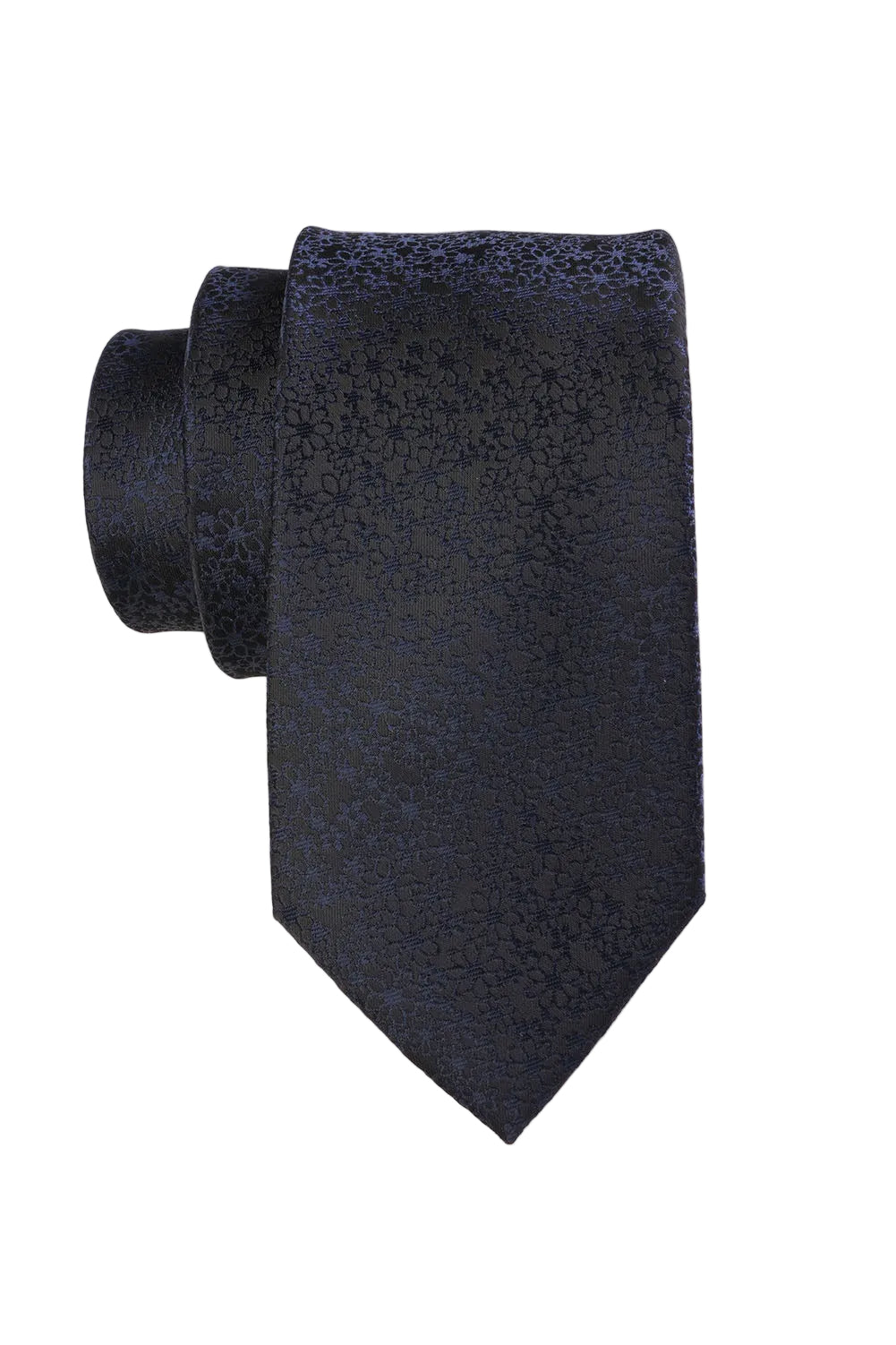 Black textured tie on a white background