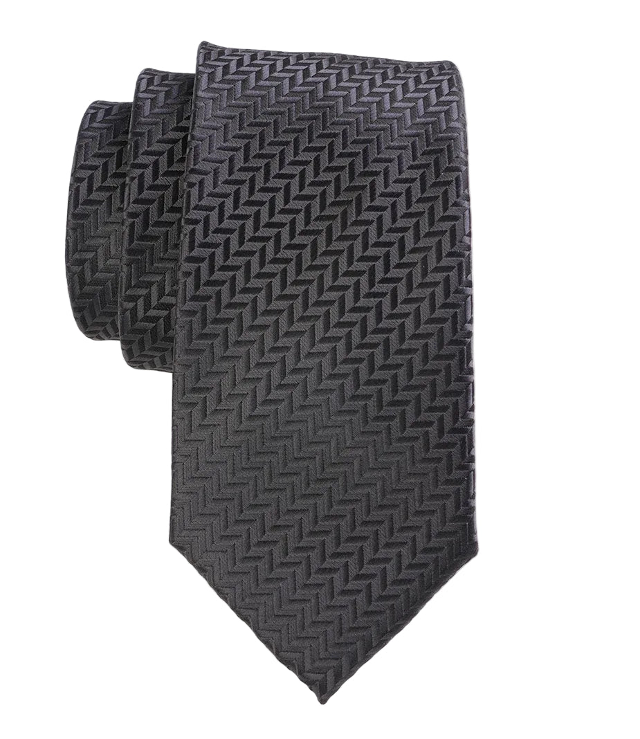 Black patterned tie on a white background
