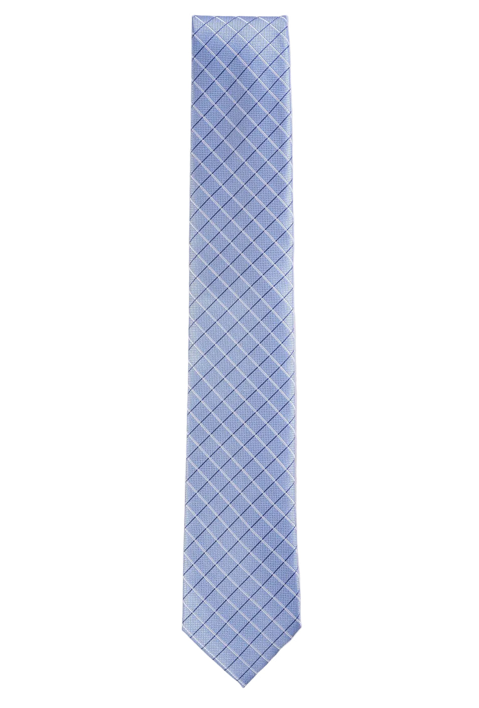 Blue checkered tie on a white background