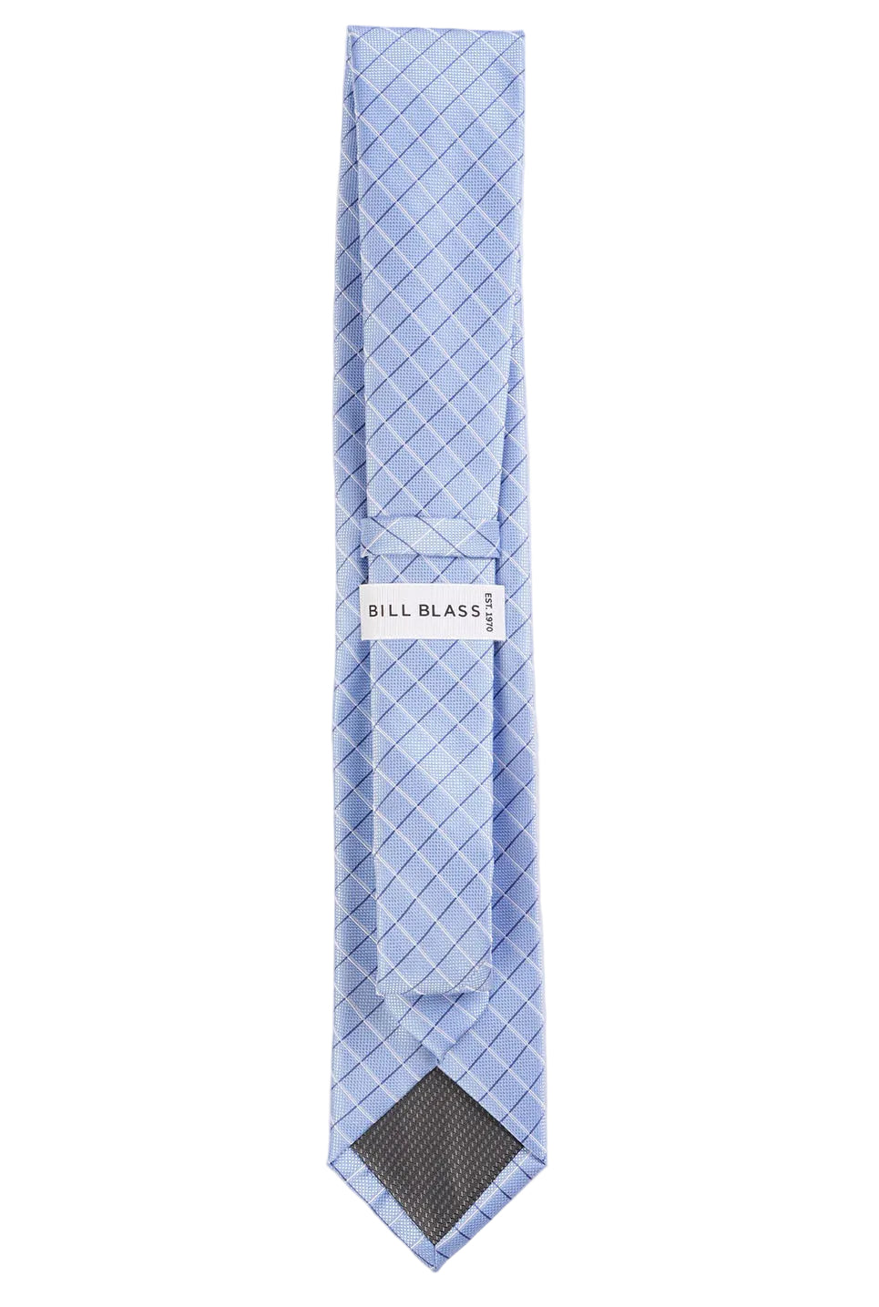 Light blue patterned tie with a Bill Blass label on a white background