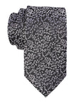 Black floral patterned tie on a white background