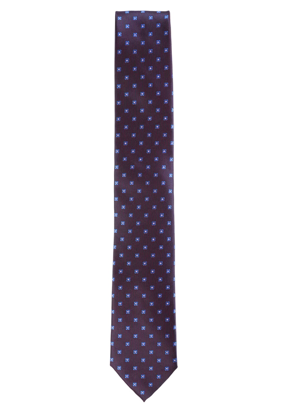 Navy blue tie with star pattern on a white background